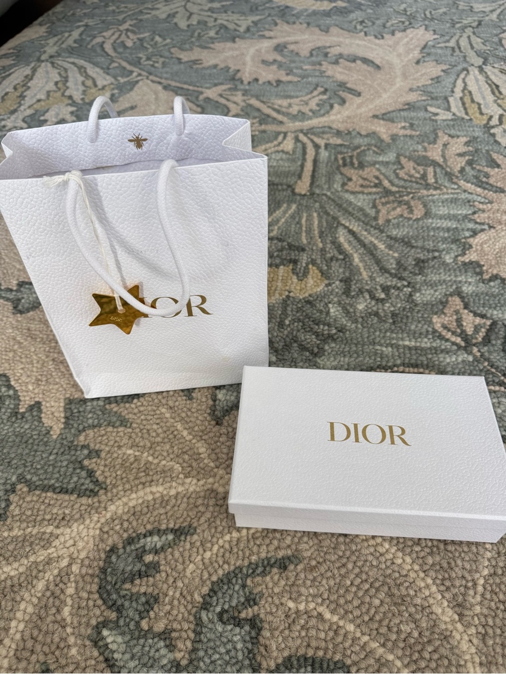 Dior White Gift Box and Bag with Gold Logo Accents with Dior tissue and bag tag
